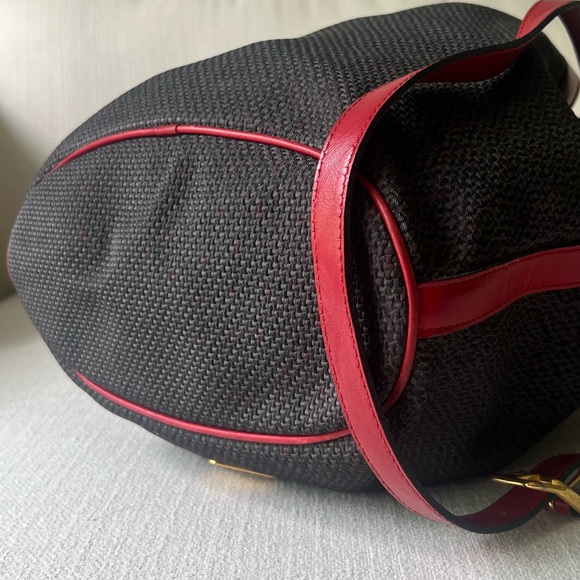 YVES SAINT LAURENT YSL NOE CANVAS BUCKET DRAWSTRING BAG RED - Picture 9 of 12